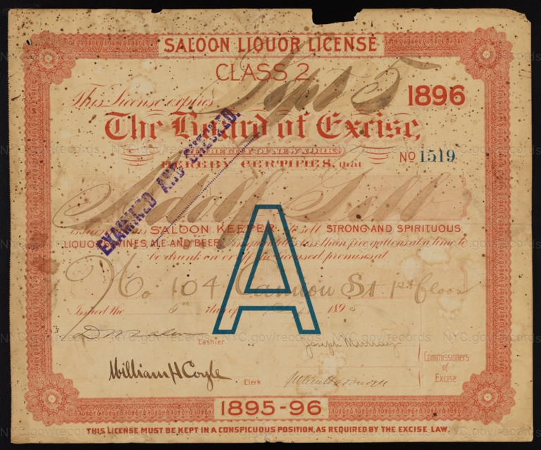License No. 1519: Adolf Gelb, 104 Cannon St.; assigned to Charles G. Haupel