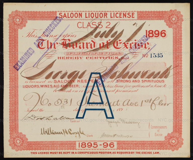 License No. 1535: George Schwenk, 531 Tremont Ave.