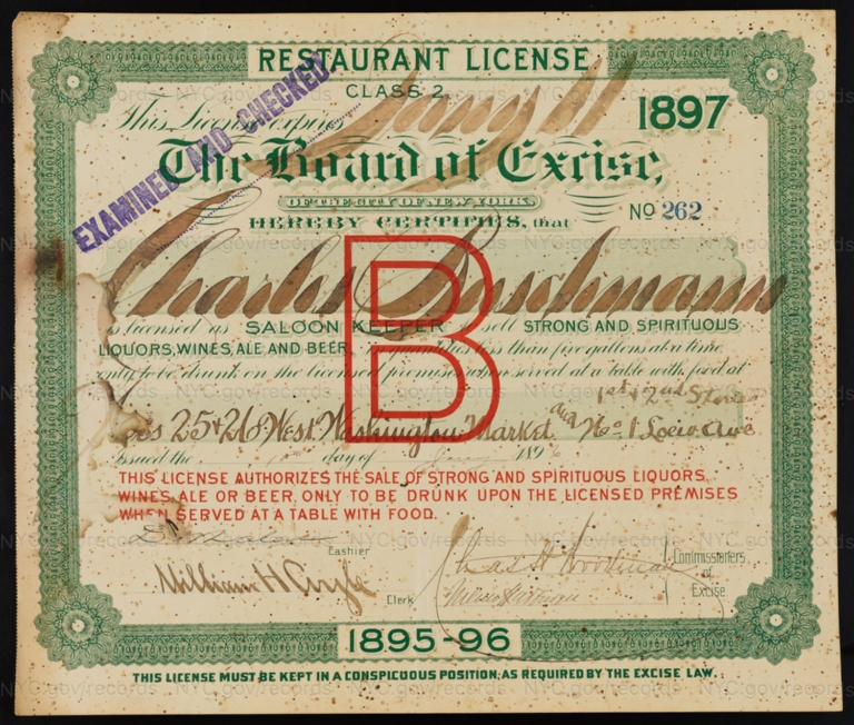 License No. 262: Charles Buschmann, 25-26 West Washington Market and 1 Loew Ave.